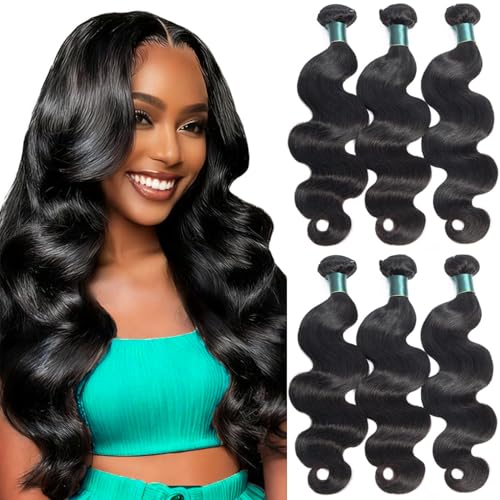 Superfect Human Hair Bundles 16 18 20 Inch Body Wave Bundles Human Hair 12A 100% Unprocessed Brazilian Virgin Hair Weave 3 Bundles Natural Black Color (16 18 20, Body Wave 3 Bundles) - Image 1