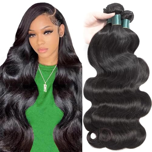 Superfect Human Hair Bundles 16 18 20 Inch Body Wave Bundles Human Hair 12A 100% Unprocessed Brazilian Virgin Hair Weave 3 Bundles Natural Black Color (16 18 20, Body Wave 3 Bundles) - Image 2
