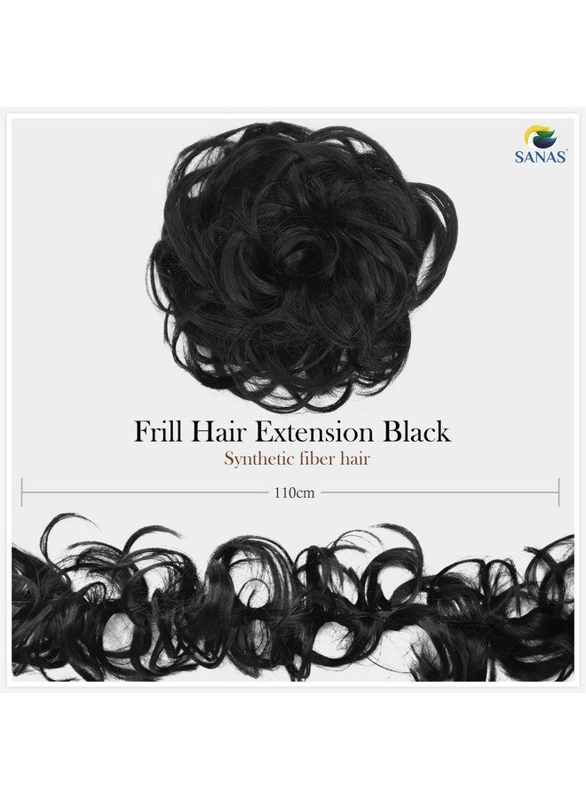 Sanas Frill Hair Extensions Elastic Stretchable Synthetic Frill Add Volume Wavy Messy Juda Bun Ponytail Maker Diy Hair Styles For Women And Girls - Black - Image 2