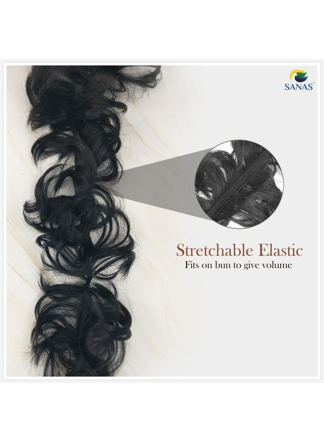 Sanas Frill Hair Extensions Elastic Stretchable Synthetic Frill Add Volume Wavy Messy Juda Bun Ponytail Maker Diy Hair Styles For Women And Girls - Black - Image 5