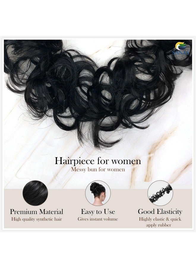 Sanas Frill Hair Extensions Elastic Stretchable Synthetic Frill Add Volume Wavy Messy Juda Bun Ponytail Maker Diy Hair Styles For Women And Girls - Black - Image 3