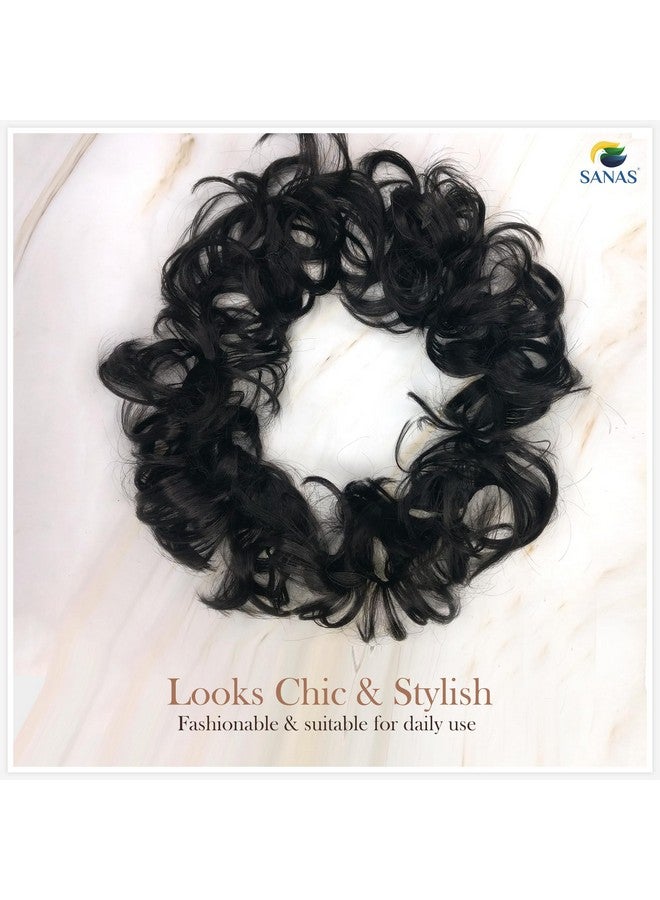 Sanas Frill Hair Extensions Elastic Stretchable Synthetic Frill Add Volume Wavy Messy Juda Bun Ponytail Maker Diy Hair Styles For Women And Girls - Black - Image 4