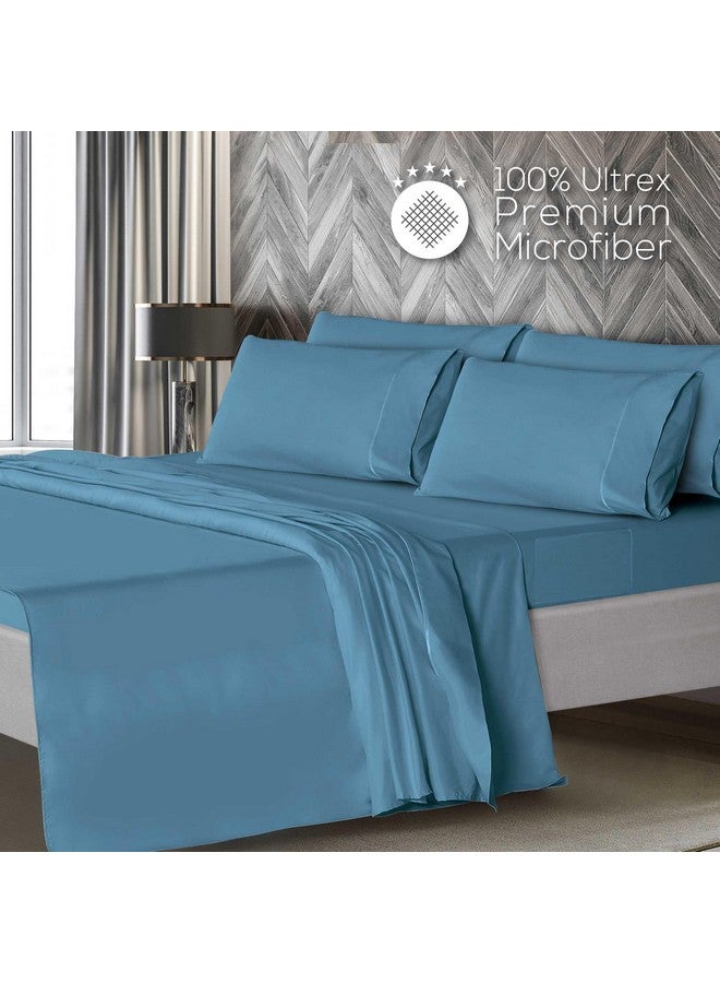 Mueller Mueller Luxury 6 Piece Queen Sheet Set - Ultra-Soft 1800 Series, Cooling & Breathable Hotel Quality Bed Sheets, Deep Pocket up to 16" - Hypoallergenic, Wrinkle-Resistant, Oeko-TEX, Denim  - Image 3