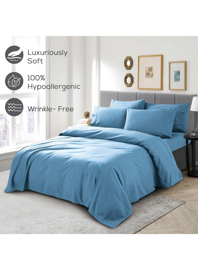 Mueller Mueller Luxury 6 Piece Queen Sheet Set - Ultra-Soft 1800 Series, Cooling & Breathable Hotel Quality Bed Sheets, Deep Pocket up to 16" - Hypoallergenic, Wrinkle-Resistant, Oeko-TEX, Denim  - Image 5