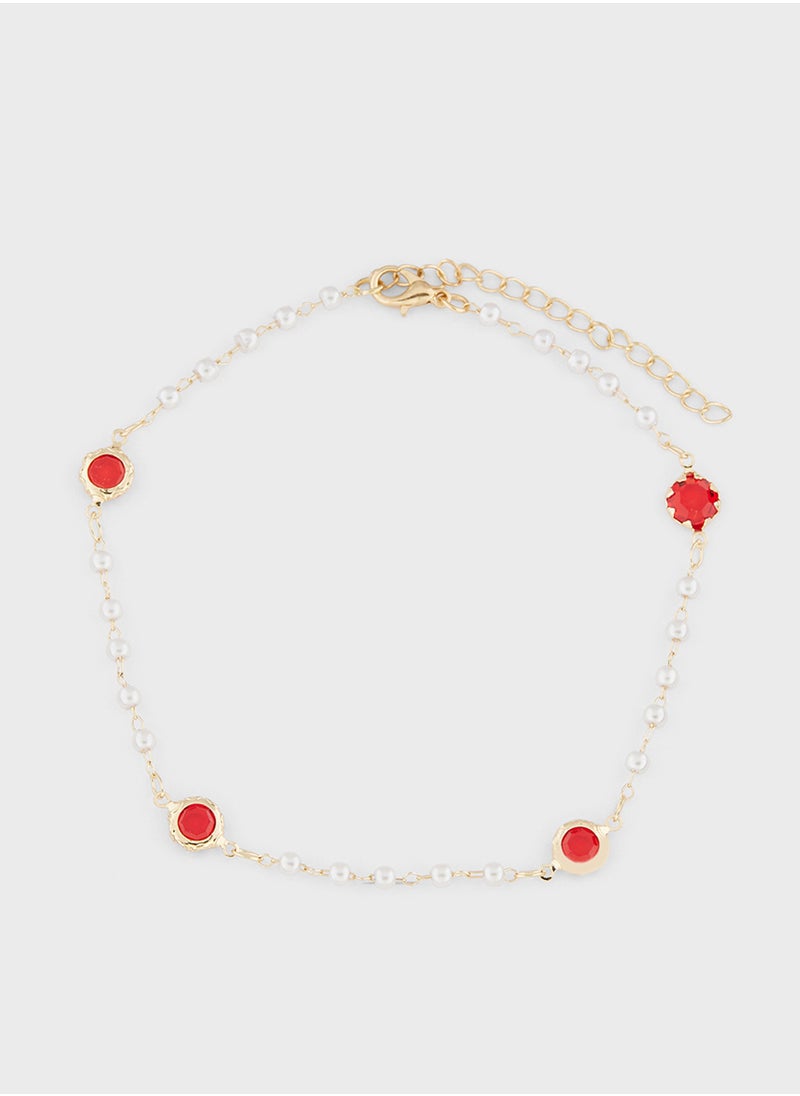 ELLA Rhinestone Multi Tassel  Anklet  - Image 1