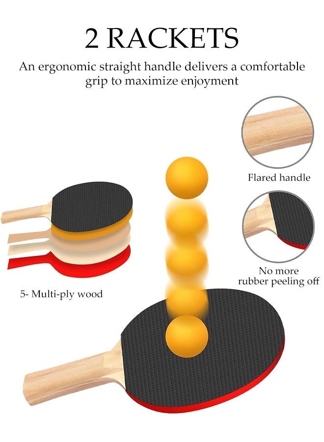 DUNISO Ping Pong Paddle Set, Portable Ping Pong Net, Retractable Ping Pong Paddle and Ball Set,3 Balls and Carry Bag, Table Tennis Sports for Indoor and Outdoor Family Games,Gift for Boy and Girl - Image 4