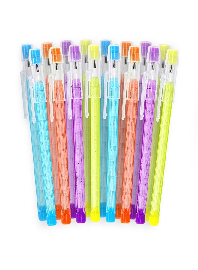 كرافت ماجيك أقلام رصاص متعددة الرؤوس قابلة للتكديس من نوع HB رقم 2 مع ممحاة مطابقة - عبوة مكونة من 16 قلم رصاص لا يحتاج إلى بري، مناسبة للأطفال والطلاب والمعلمين والاستخدام المكتبي.