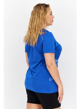 umbro Women Sportswear Fit Brand Logo Short Sleeve Outdoor T-Shirt, Blue  - Image 2