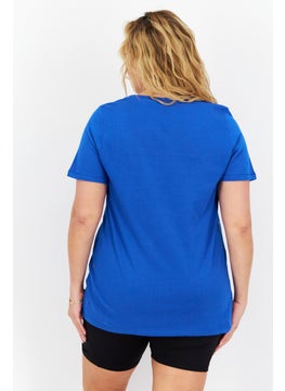 umbro Women Sportswear Fit Brand Logo Short Sleeve Outdoor T-Shirt, Blue  - Image 4