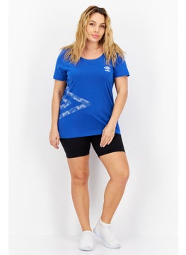 umbro Women Sportswear Fit Brand Logo Short Sleeve Outdoor T-Shirt, Blue  - Image 3