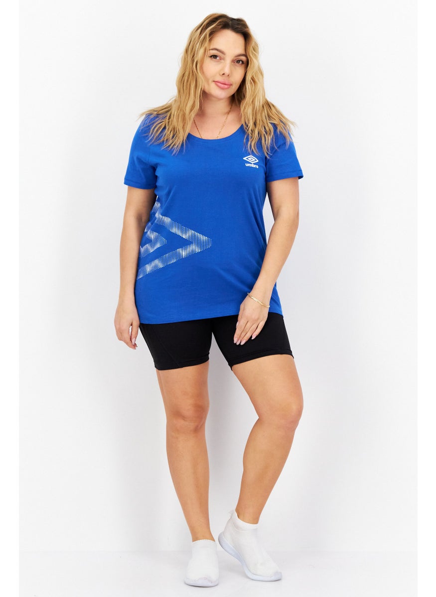 umbro Women Sportswear Fit Brand Logo Short Sleeve Outdoor T-Shirt, Blue  - Image 3