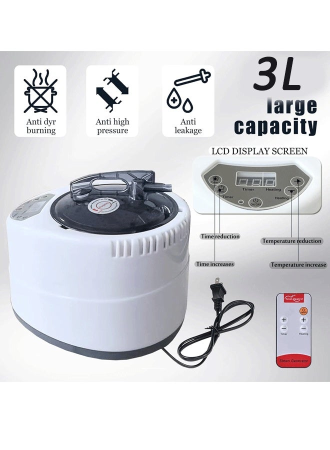 Sauna Steamer Machine Portable Sauna Steamer, Steam Generator for Sauna, 3 Liter Home Sauna Steamer Pot with Remote Control, Steam Cup, Home Spa Sauna Accessories - Image 2