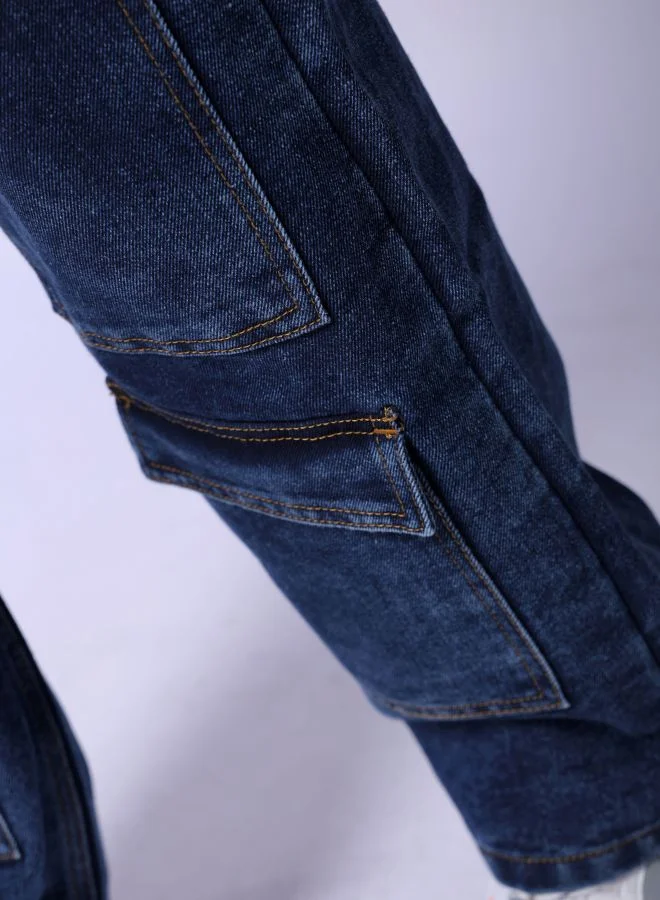 The Indian Garage Co Men Baggy Solid Mid-Rise Carpenter Utility Denim