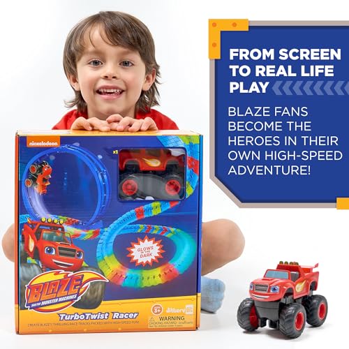 JitteryGit Blaze and The Monster Machine Race Track Set - 117-Piece STEM Playset with Flexible Glow Tracks - Official Nickelodeon Toys for Kids Ages 3 to 8 - Birthday Gifts for Boys & Girls by JitteryGit (Red) - Image 5