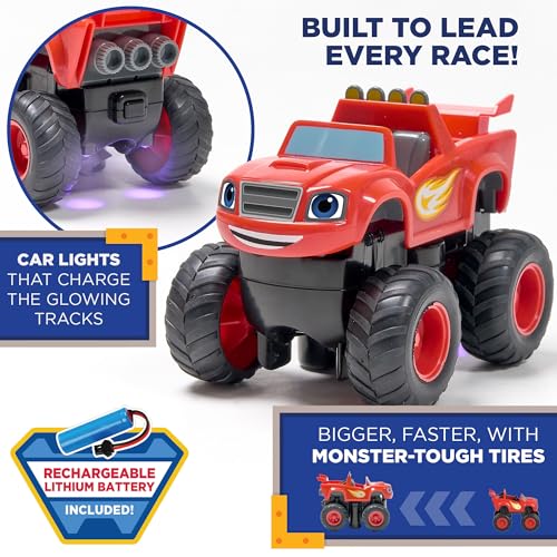 JitteryGit Blaze and The Monster Machine Race Track Set - 117-Piece STEM Playset with Flexible Glow Tracks - Official Nickelodeon Toys for Kids Ages 3 to 8 - Birthday Gifts for Boys & Girls by JitteryGit (Red) - Image 3