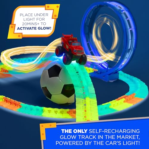 JitteryGit Blaze and The Monster Machine Race Track Set - 117-Piece STEM Playset with Flexible Glow Tracks - Official Nickelodeon Toys for Kids Ages 3 to 8 - Birthday Gifts for Boys & Girls by JitteryGit (Red) - Image 4