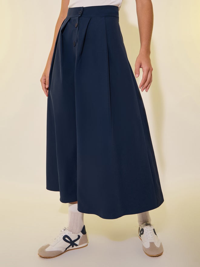 Take Two Take Two Solid Pleated Button Front A-Line Maxi Skirt  - Image 2