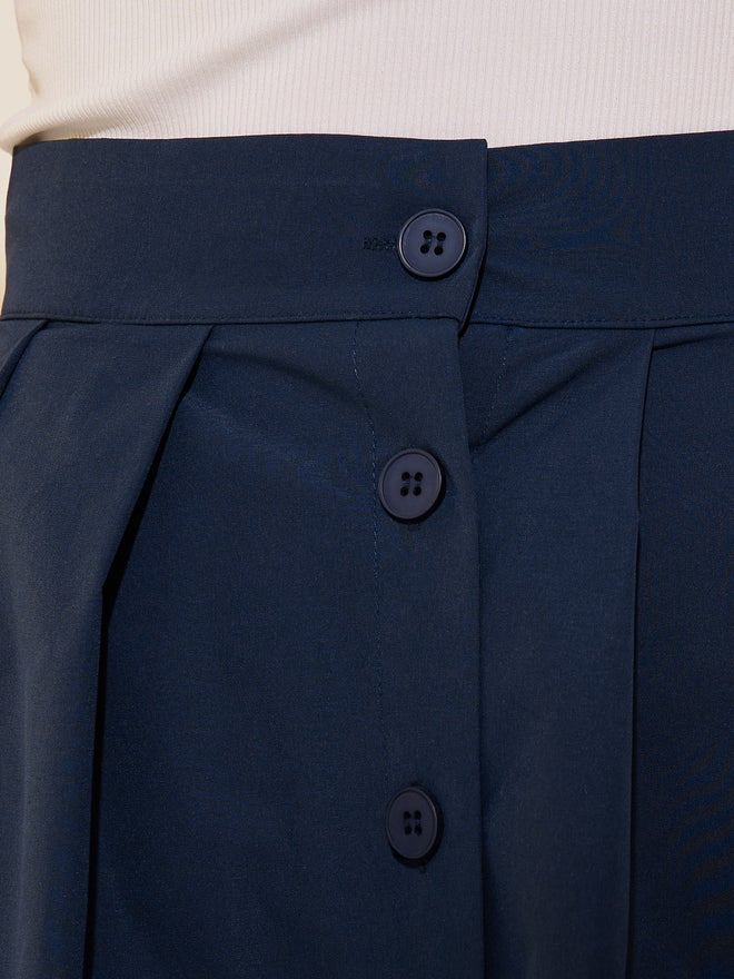 Take Two Take Two Solid Pleated Button Front A-Line Maxi Skirt  - Image 3