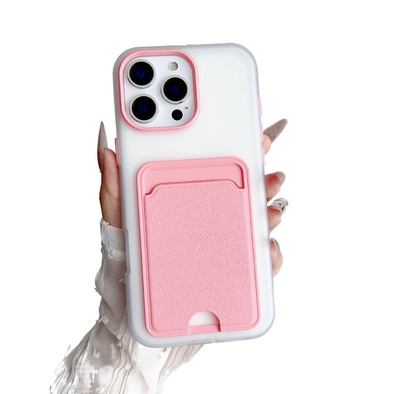 غطاء واقي بTPU لـ iPhone 16 / 16 Plus / 16 Pro / 16 Pro Max مع حامل بطاقات وحماية من السقوط مع مقاوم للصدمات مع مغناطيس قوي باللون وردي مغناطيسي من مادة TPU - ModaStar - Image 1