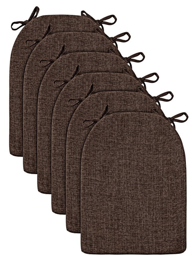 Wellsin وسائد كراسي ويلسين لكراسي الطعام، عبوة من 6 قطع - وسائد كراسي المطبخ برباطات وظهر مانع للانزلاق - وسائد كراسي الطعام 16 بوصة × 16 بوصة × 2 بوصة، بني - Image 3