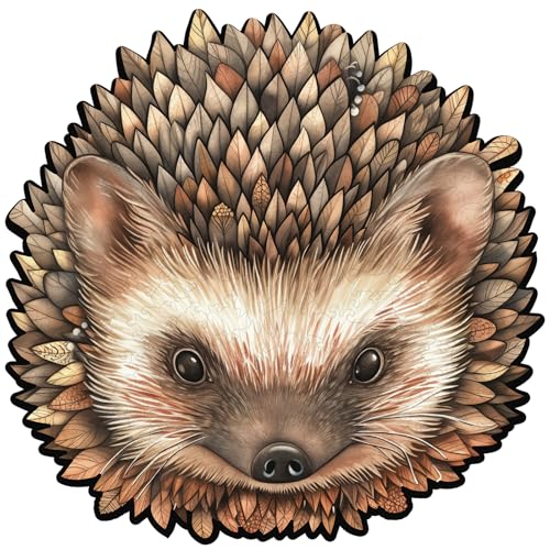 Mys Aurora Puzzles for Adults Hedgehog Wooden Puzzles 200 Pieces Unique Shaped Jigsaw Puzzles for Adults and Kids Birthday Family Game 111 x 112 Inch Medium Size - Image 1