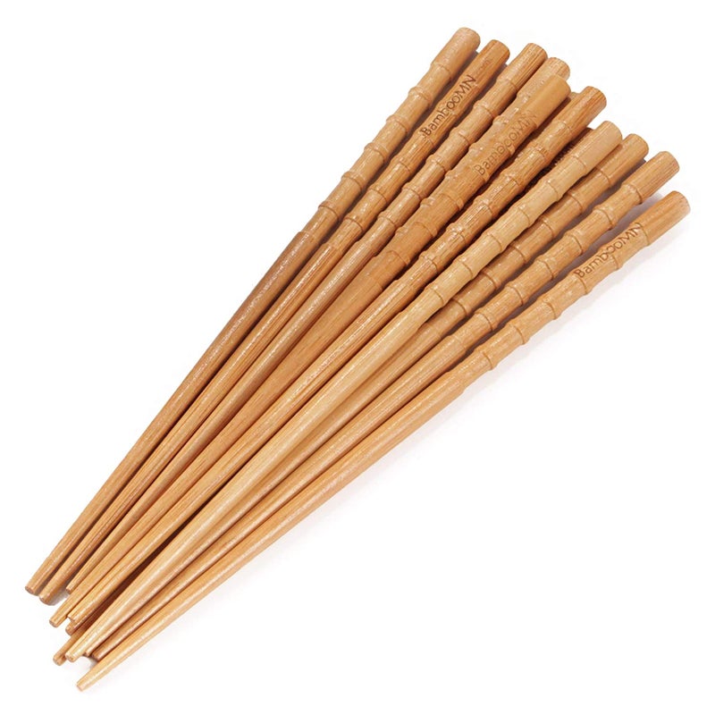 BambooMN Premium Reusable Japanese Bamboo Chopsticks Knobby 9 inch 12 Pairs
