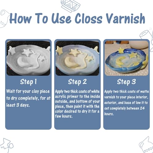 WAN2TLK Air Dry Clay Glaze 100ml, Clay Varnish for Air Drying Clay, Clear Acrylic Varnish for Craft Pottery Waterproof & Gloss Finish - Image 3