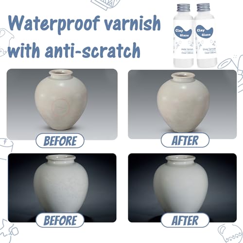 WAN2TLK Air Dry Clay Glaze 100ml, Clay Varnish for Air Drying Clay, Clear Acrylic Varnish for Craft Pottery Waterproof & Gloss Finish - Image 4