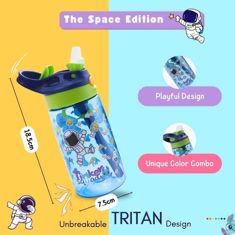 Tinker Squad زجاجة مياه سبيس تريتان للأطفال | زجاجة للبنات والأولاد | زجاجة شرب للمدرسة، 500 مل - Image 2