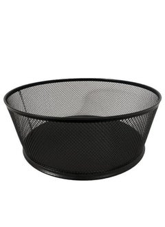Happy Home Metal Mesh Storage Basket for Vegetables, Fruits and Snacks, Round Shape with Wooden Base, 28 cm - Black  - Image 4