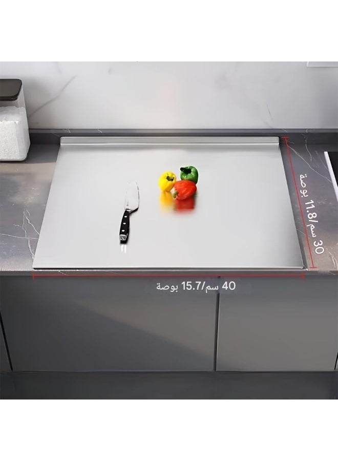 Large Stainless Steel Cutting Board with Counter Lip (40×30 cm) – Non-Slip Pastry Board - Image 4