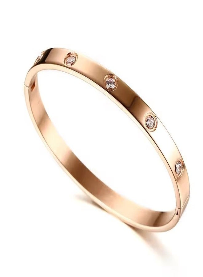 MEENAZ 18K Gold Plated Stainless Steel Openable Crystal Bracelet | Latest Stylish Cuff Bangle | Love Friendship Couples Gifts for Women Girls Mother Sister Wife Girlfriend | Anti Tarnish Jewellery - Image 1
