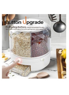 Excefore Grain Dispenser, Grain and Rice Storage Container Kitchen, 360° Rotating 6 Grid Grain Dispenser, Rotating Dry Food Dispenser for Lentils, Small Beans, Barley, Millets, White  - Image 5