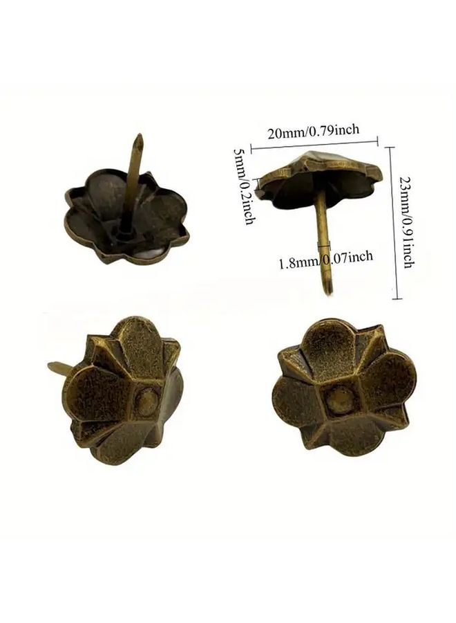 Bronze Clover Head Furniture Nails 20 Pack Rustic Decorative Fasteners for Sofa Cabinets - Image 3