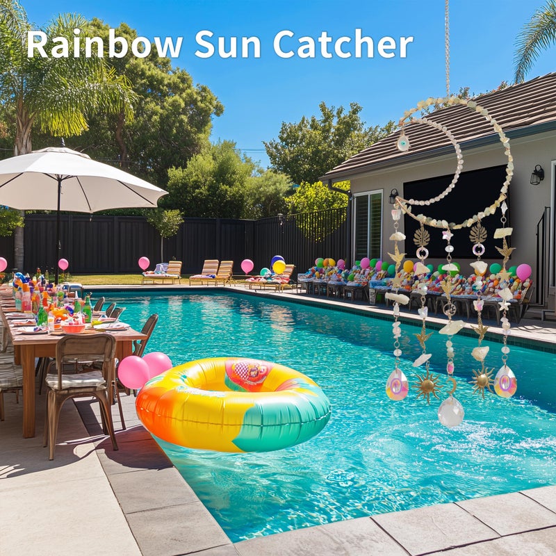 Dreamsum Crystal Suncatchers - Dreamsum Colorful Crystals Suncatcher for Window Hanging Wind Chime Garden Sun Catchers with Crystals Rainbow Maker Indoor Outdoor Decor Handmade Gold Plated Suncatcher - Image 4