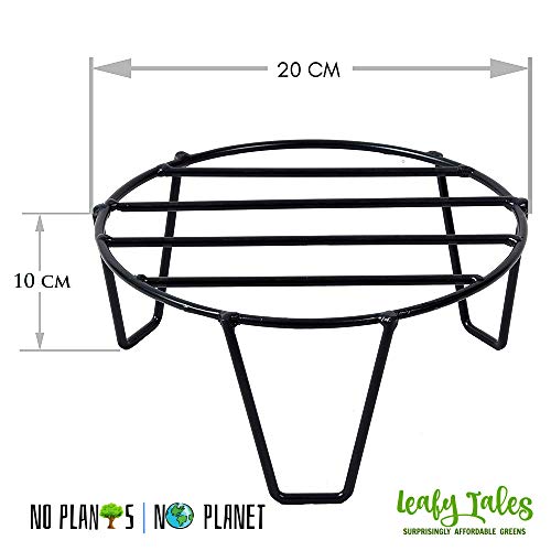 Leafy Tales Round Metal Plant Stand for Outdoor Balcony, Set of 3 ,20*20*10cm| Black Round Flower Pot Stand for Home Garden | Heavy-Duty Iron Gamla Stand for Balcony, Terrace & Living Room | Rust-Resistant Outdoor Pot Holder - Image 4