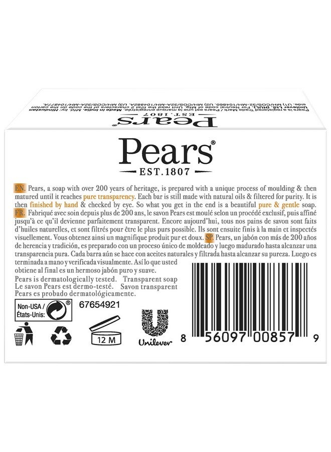 PEARS Soap, Face & Body Soap, Amber Value Pack - Pure & Gentle Transparent Bar Soap, Moisturizing Glycerin Soap with Natural Oils for Pampered, Glowing Skin, 3 Soap Bars, 13.2 Oz - Image 2