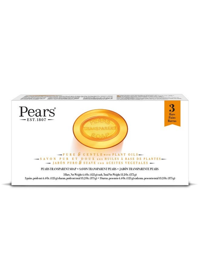 PEARS Soap, Face & Body Soap, Amber Value Pack - Pure & Gentle Transparent Bar Soap, Moisturizing Glycerin Soap with Natural Oils for Pampered, Glowing Skin, 3 Soap Bars, 13.2 Oz - Image 1