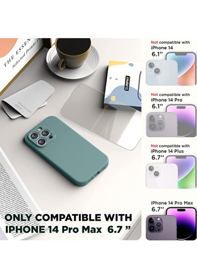 iPhone 14 Pro Max Case with Screen Protector, (with Camera Protection + Soft Microfiber Lining) Liquid Silicone Phone Case, Cactus Green - Image 2