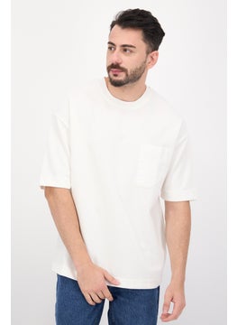 Men Crew Neck Short Sleeve Solid T Shirt, Off White