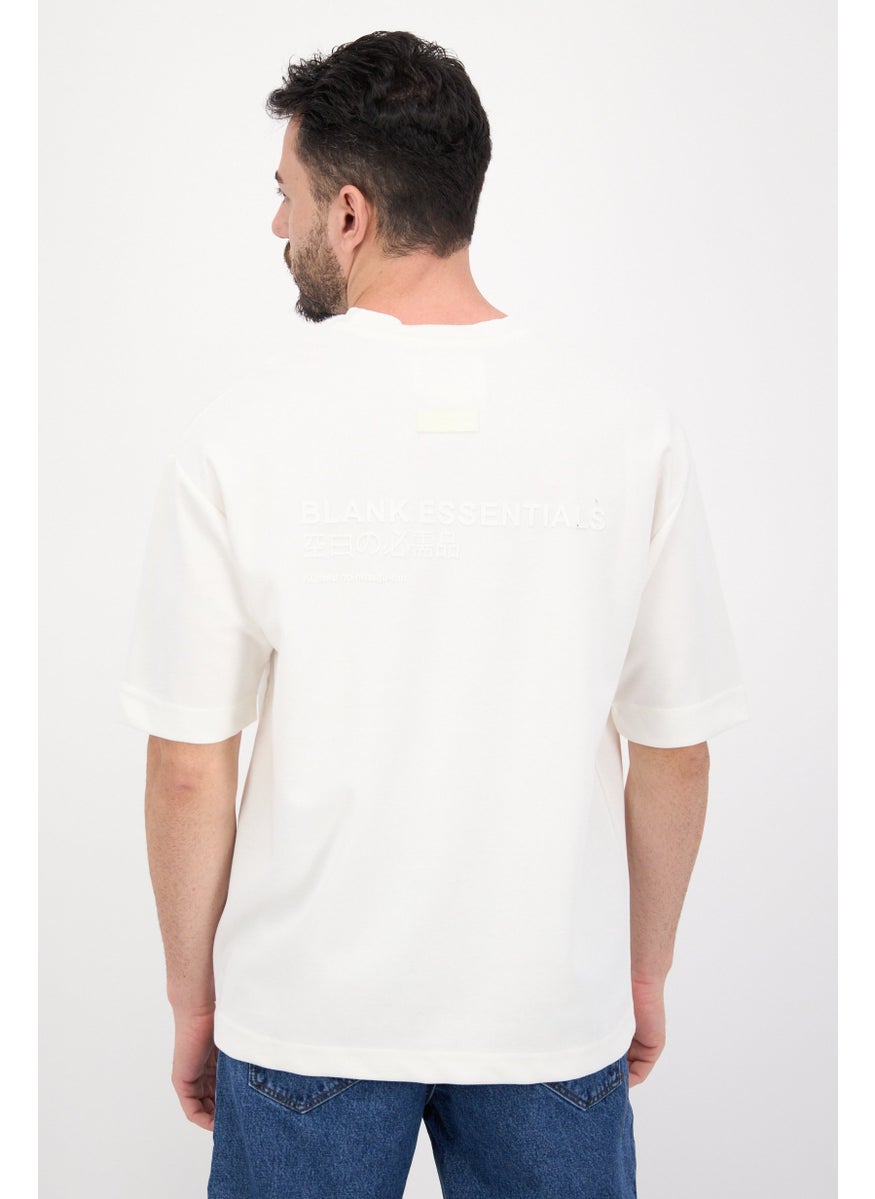 Blank Essentials - Men Crew Neck Short Sleeve Solid T Shirt, Off White - Image 1