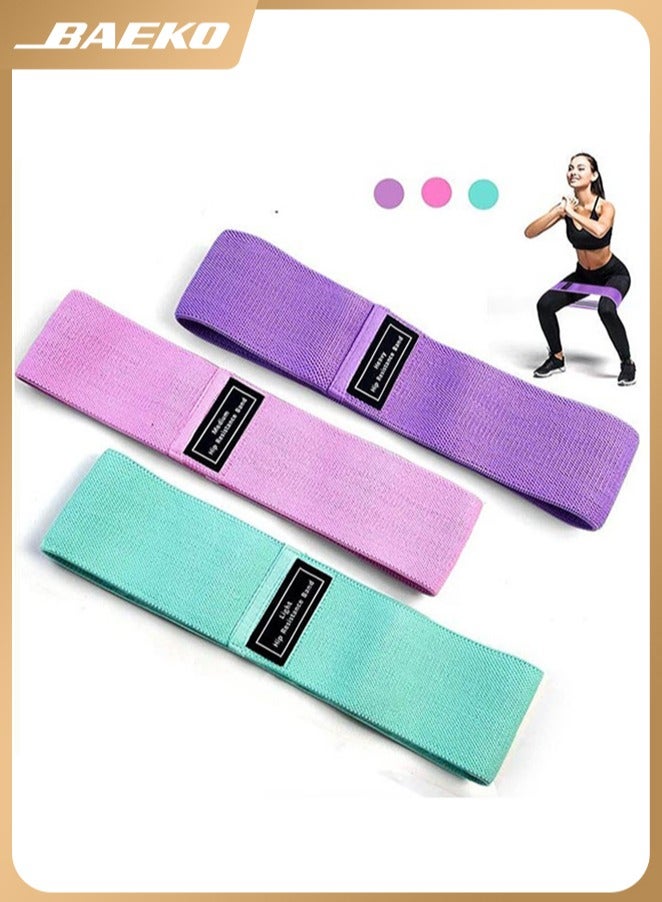 BAEKO 3 Pcs Resistance Loop Bands Set Resistance Bands Exercises for Legs Wide Nylon Fabric, 3 Resistance Levels Bands Heavy Resistance Level Multi Colour For Squats, Stretching, Hip & Glute Heavy Workouts for Men & Women - Image 1