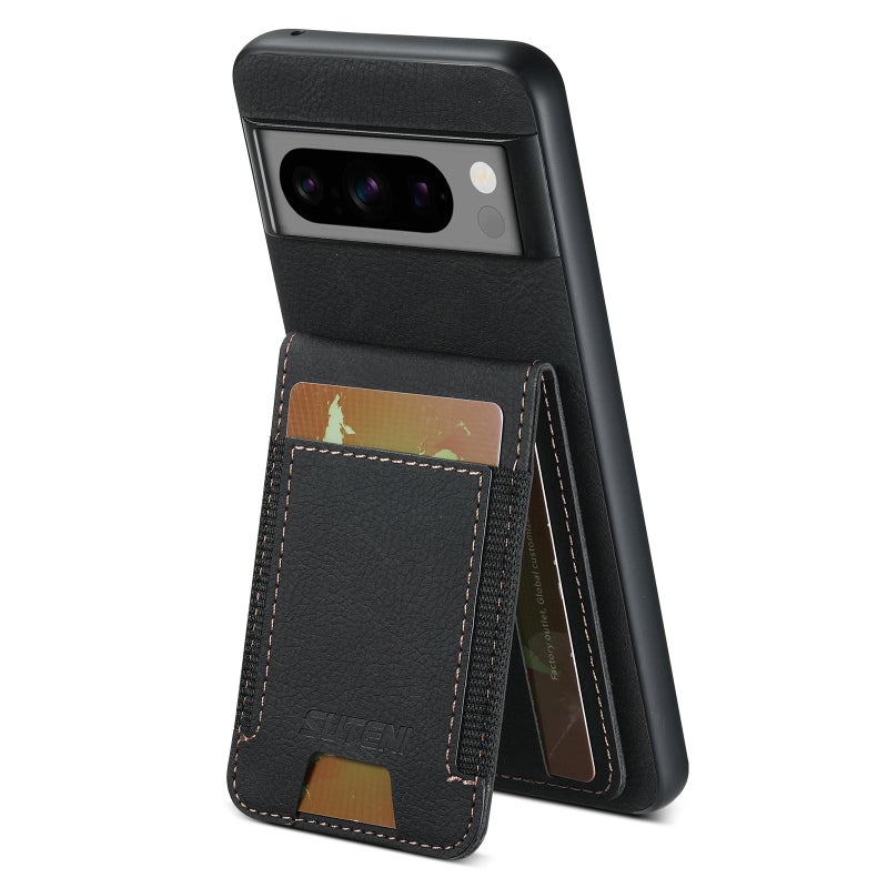 Suteni For Google Pixel 9 H03 Litchi Leather Card Bag Stand Back Phone Case(Black) - Image 1