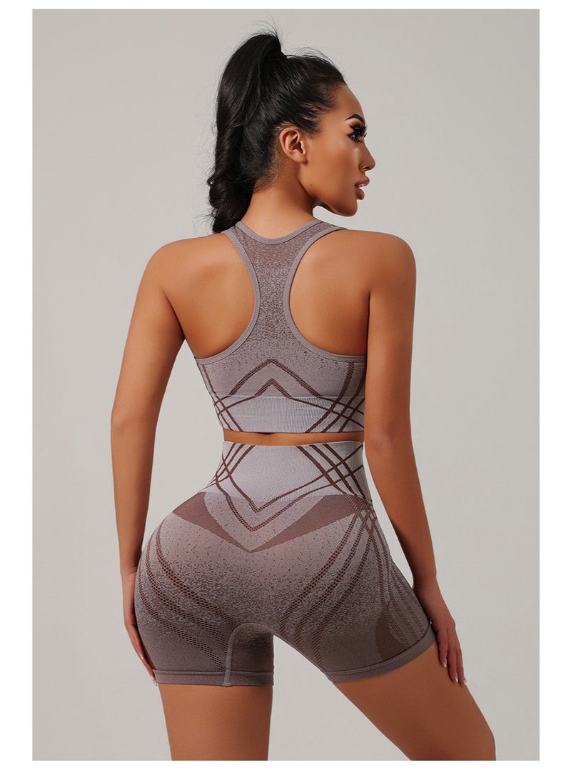 general Seamless gradient dyeing yoga set, high-waisted fitness pants with buttock-enhancing function, high-elasticity sports outfit - Image 2