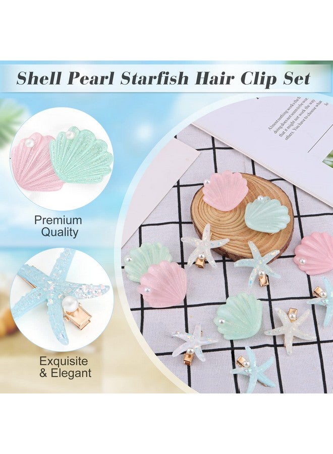 Cositina 12 Pieces Shell Pearl Starfish Hair Clip Artificial Seashell Star Hair Clips Acrylic Resin Princess Hairpins For Women Girls Beach Wedding Hairstyle Tool Headwear Accessories - Image 4