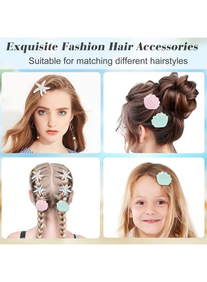 Cositina 12 Pieces Shell Pearl Starfish Hair Clip Artificial Seashell Star Hair Clips Acrylic Resin Princess Hairpins For Women Girls Beach Wedding Hairstyle Tool Headwear Accessories - Image 5