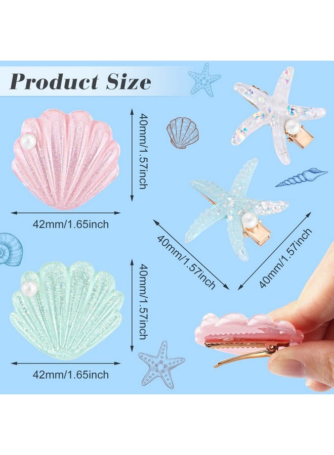 Cositina 12 Pieces Shell Pearl Starfish Hair Clip Artificial Seashell Star Hair Clips Acrylic Resin Princess Hairpins For Women Girls Beach Wedding Hairstyle Tool Headwear Accessories - Image 3