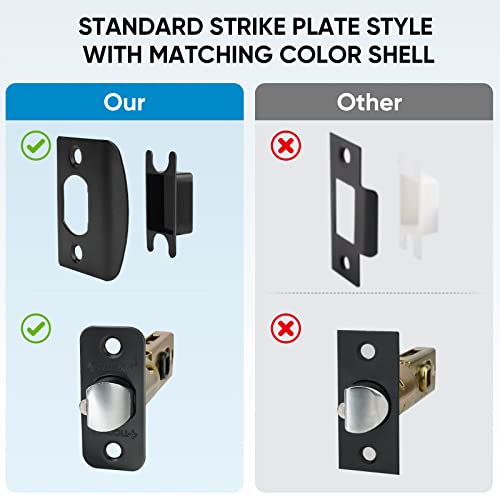 TICONN Matte Black Door Handle Heavy Duty, Reversible Square Door Lever for Bedroom, Bathroom, Rooms (Keyed Entry - Not Keyed Alike, 5 Pack) - Image 4
