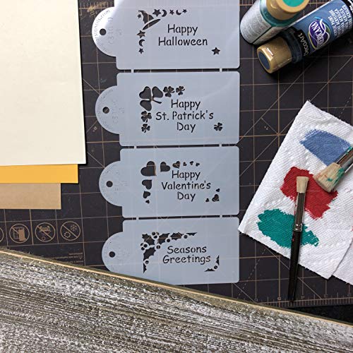 Designer Stencils Holiday Corners Cookie Stencils, (Happy Valentine's Day, Happy Halloween, Happy St Patrick' Day, Seasons Greetings), Beige/semi-transparent - Image 4
