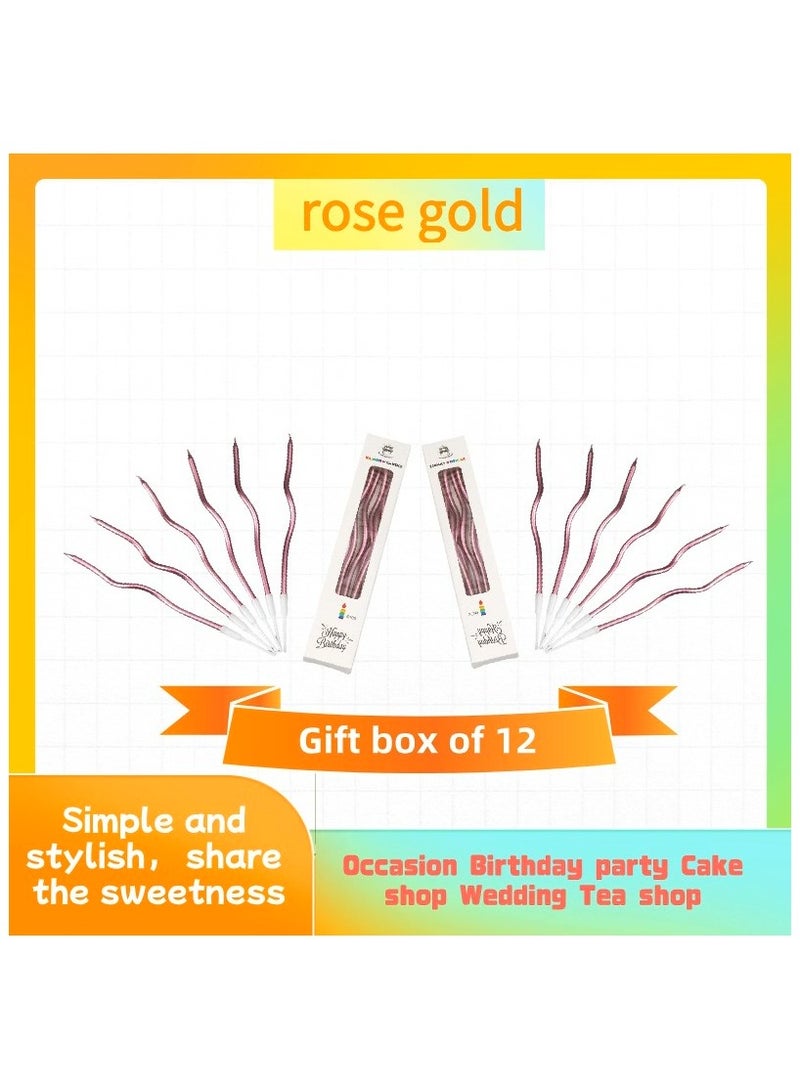 12 Rose Gold Arc Birthday Candles | Eid / Dubai Party Decoration | Eco-Friendly & Photogenic  - Image 1